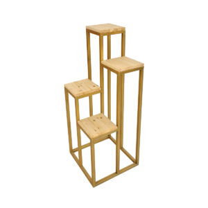 Altın Masif Ahşap Bitki Standı