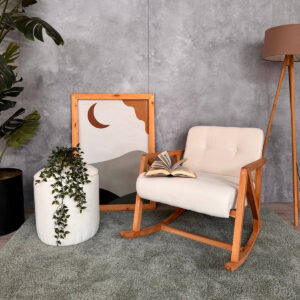 Nini Sallanan Ahşap Berjer | Beyaz